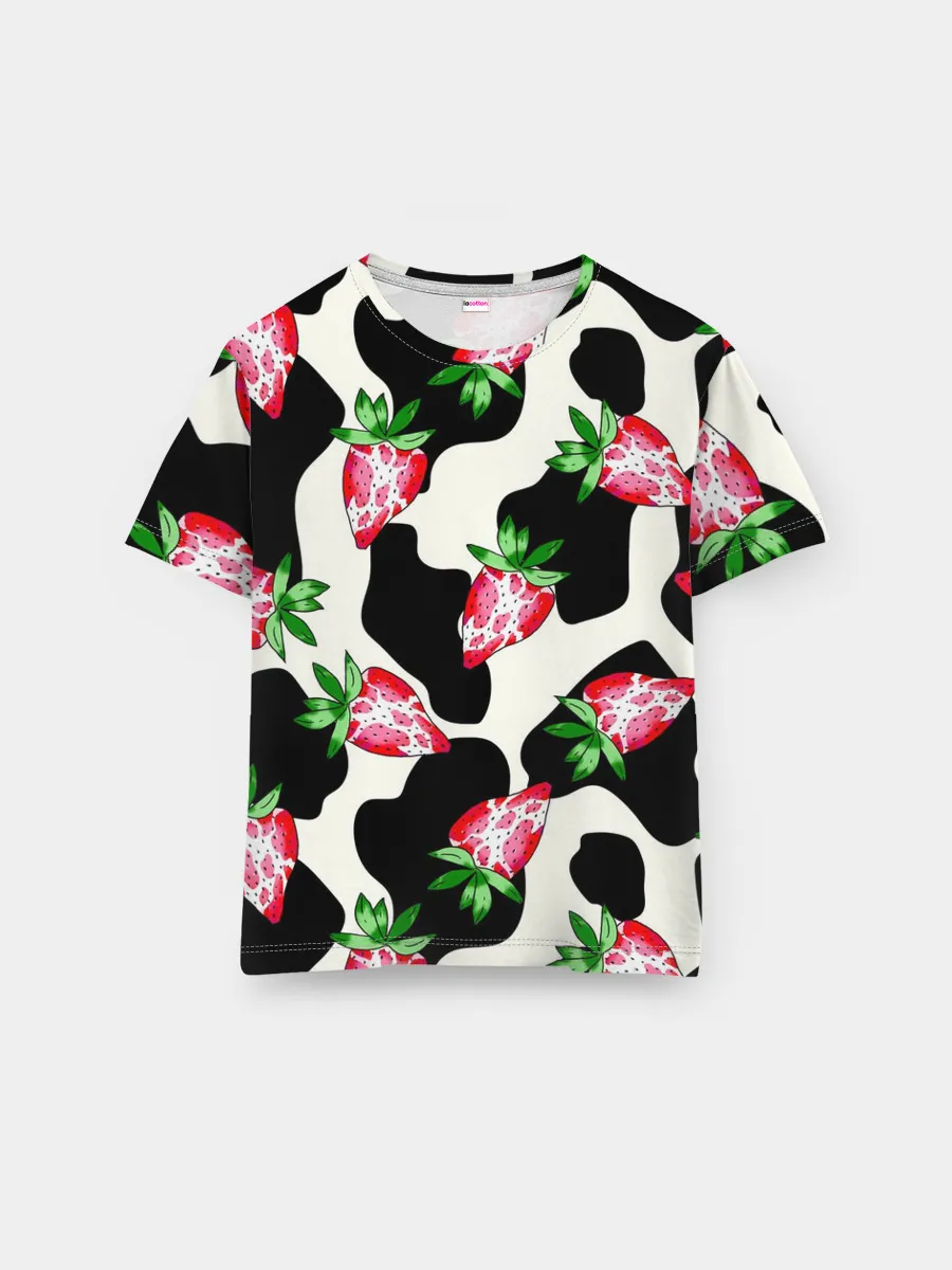 Мужская базовая футболка / Клубника на коровьей шкуре