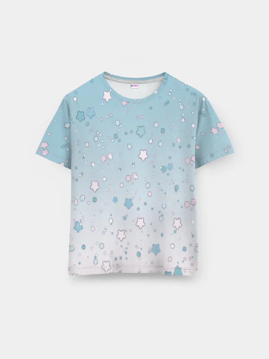 Мужская базовая футболка / милые звездочки узор