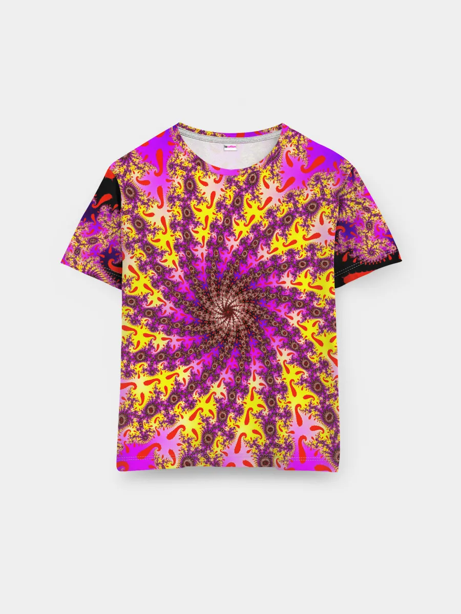 Мужская базовая футболка / НЕОНОВЫЙ РОЗОВЫЙ ФРАКТАЛ