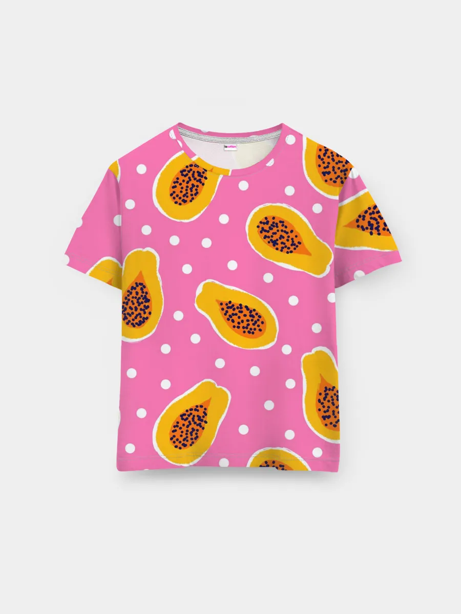 Мужская базовая футболка / Папайя на розовом