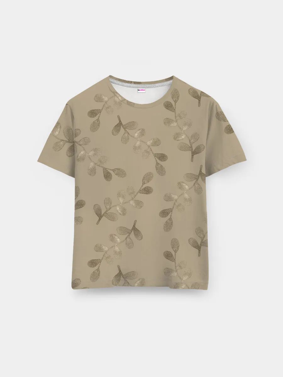 Мужская базовая футболка / Листья на бежевом фоне