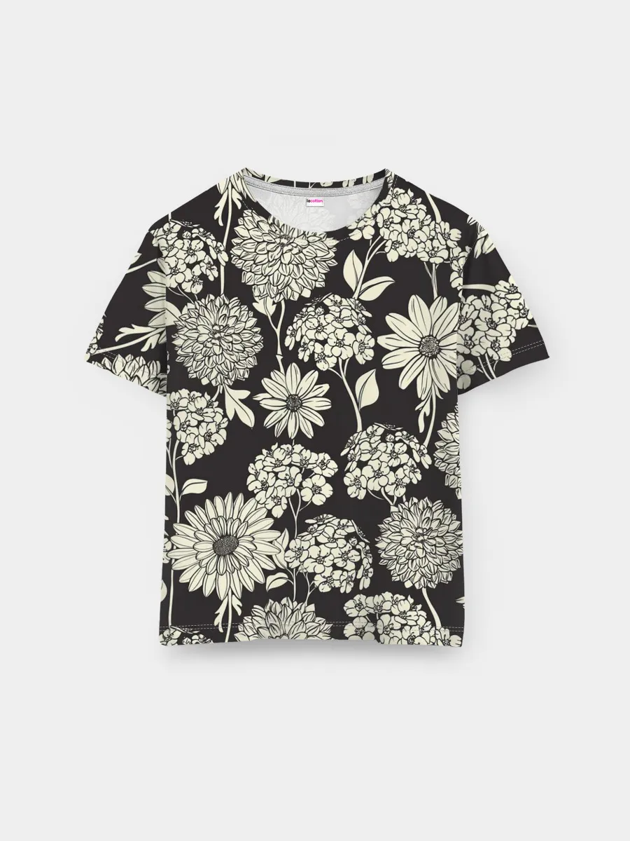 Мужская базовая футболка / Белые цветы