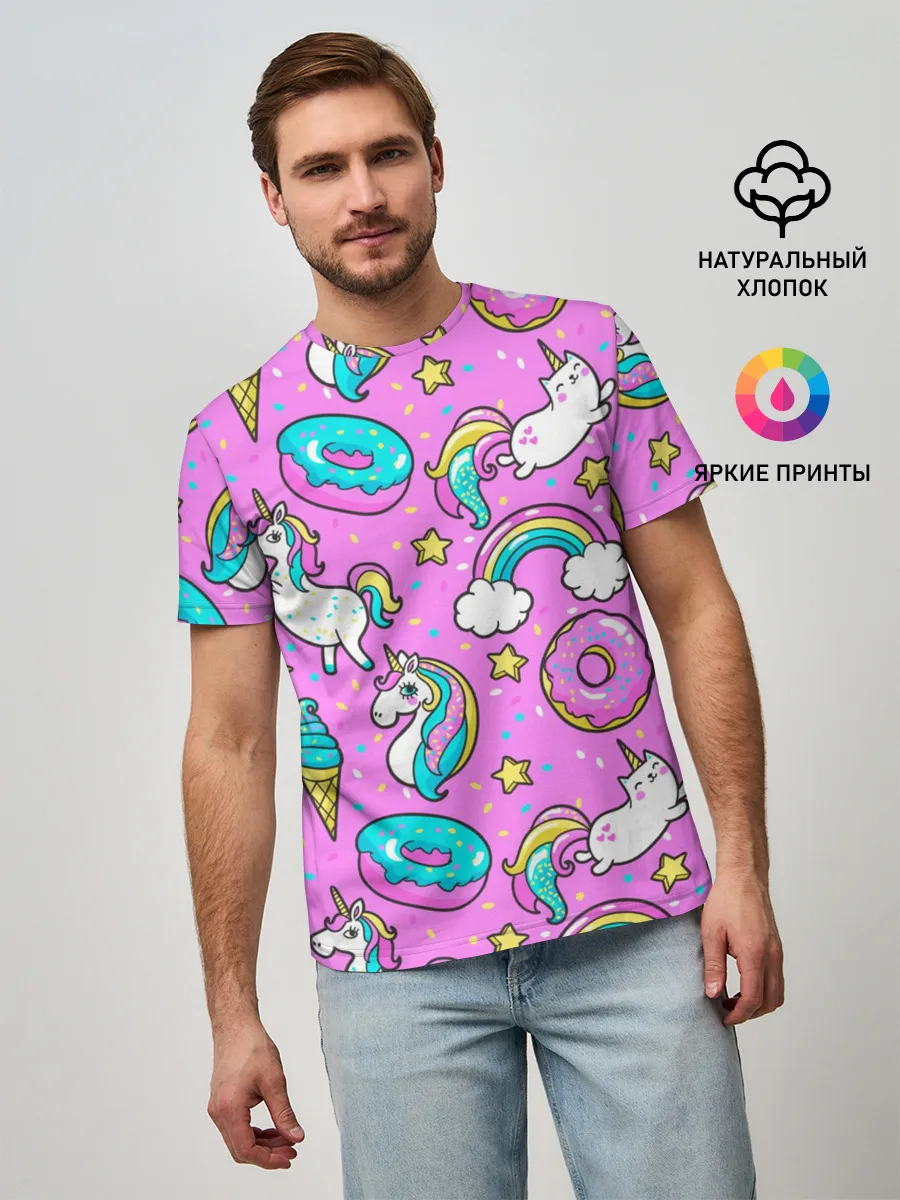 Мужская базовая футболка / Котики и Единороги