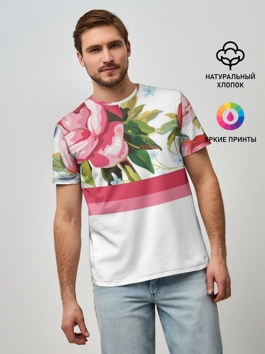 Мужская базовая футболка / Нежные Розы