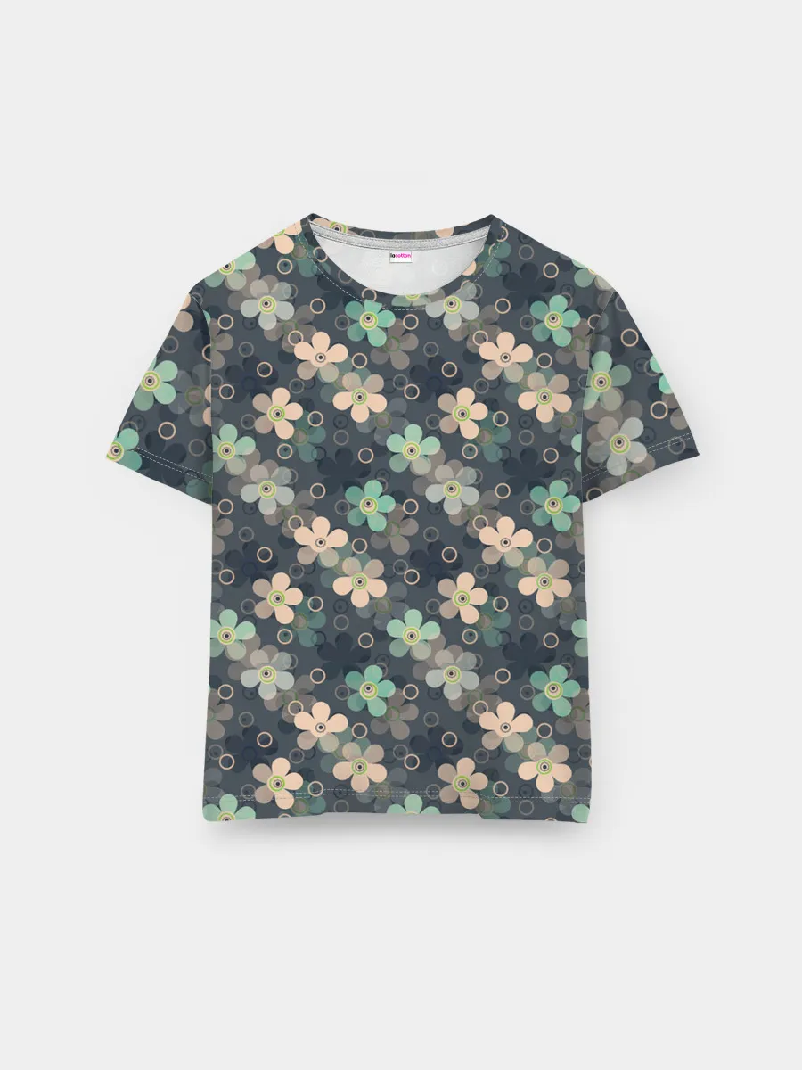 Мужская базовая футболка / Цветочный ретро узор