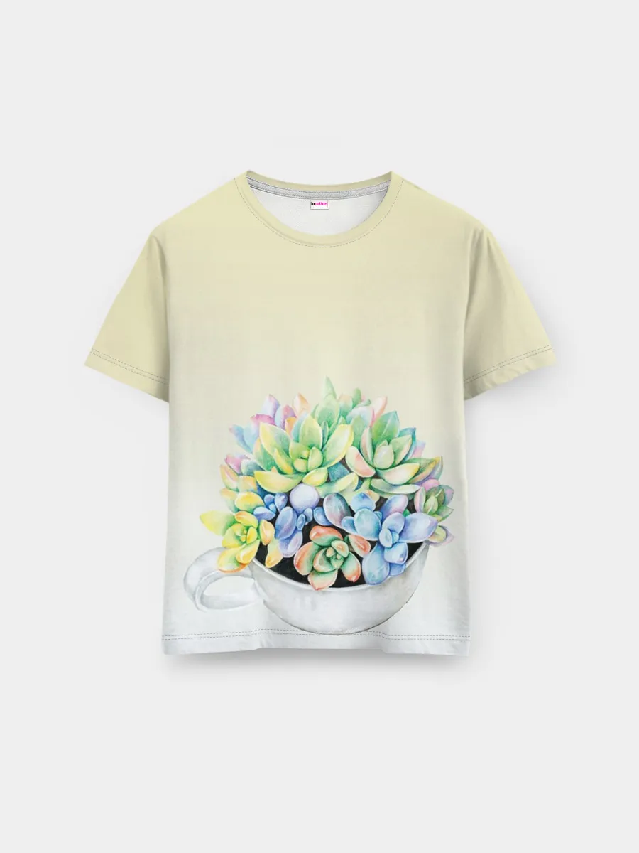 Мужская базовая футболка / Чашка с суккулентами