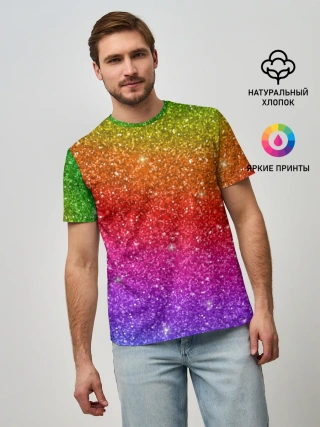 Мужская базовая футболка / Блестки радуги