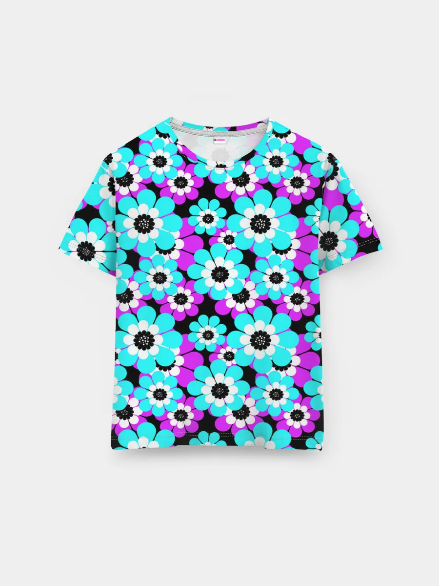 Мужская базовая футболка / Яркие бирюзовые цветы