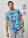 Мужская базовая футболка / Яркие бирюзовые цветы