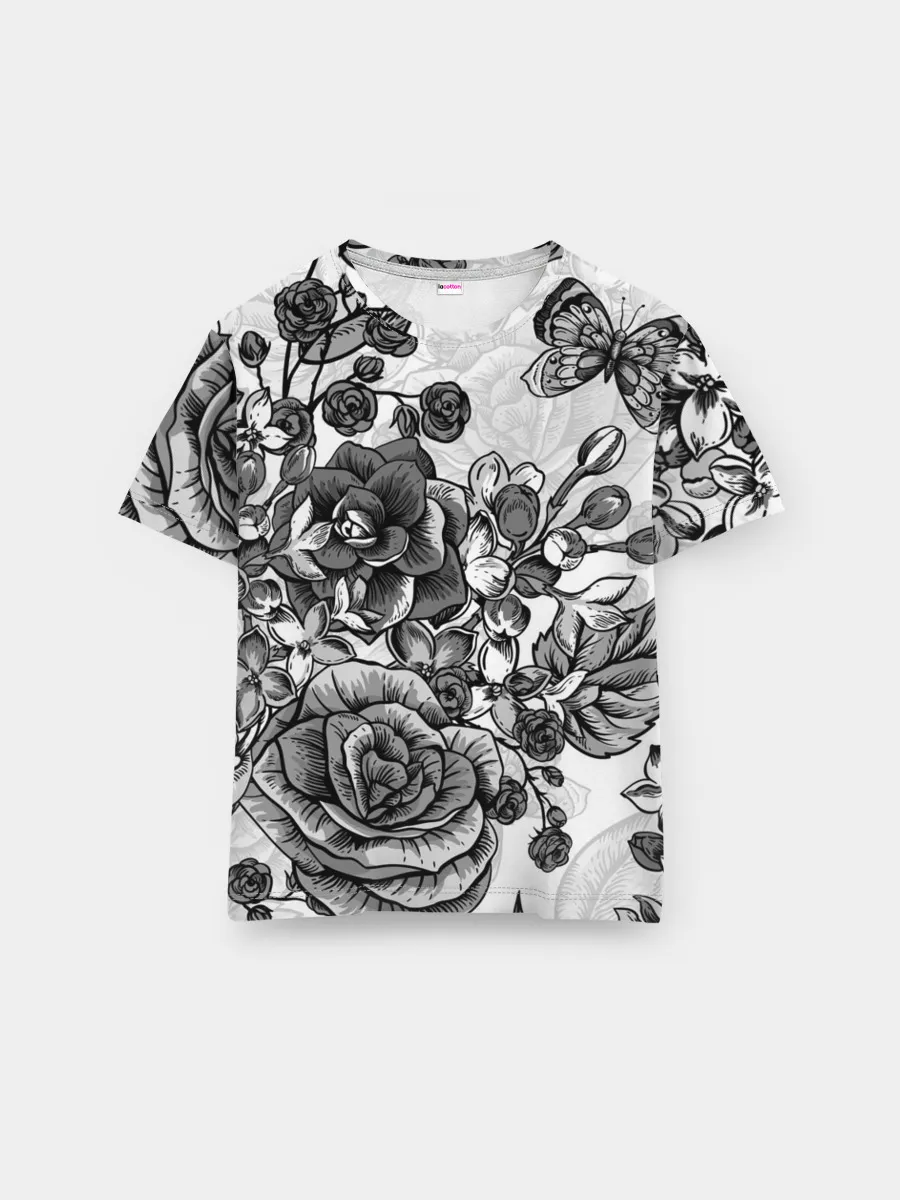 Мужская базовая футболка / РОЗЫ | ROSES | БАБОЧКИ