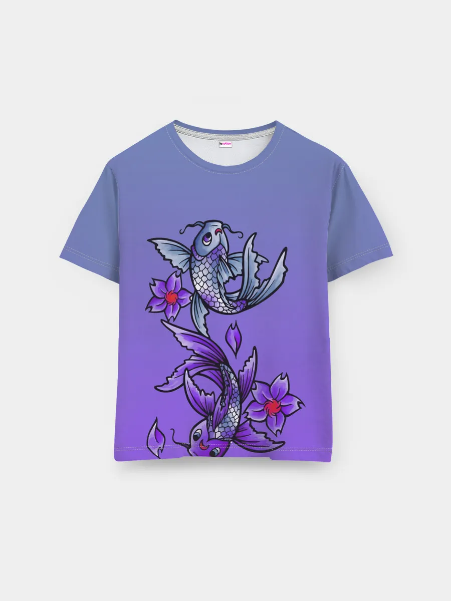 Мужская базовая футболка / Рыбы и цветы