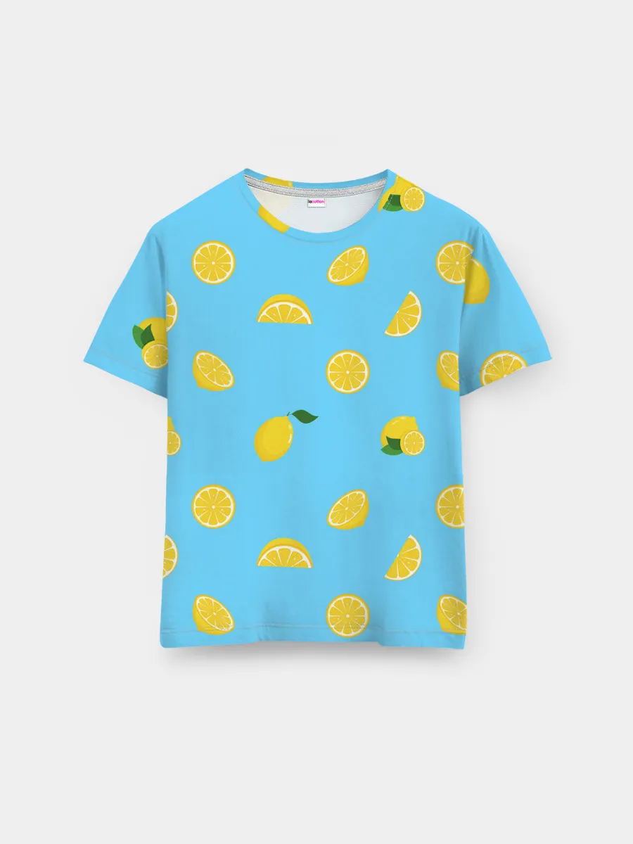 Мужская базовая футболка / Лимоны на голубом