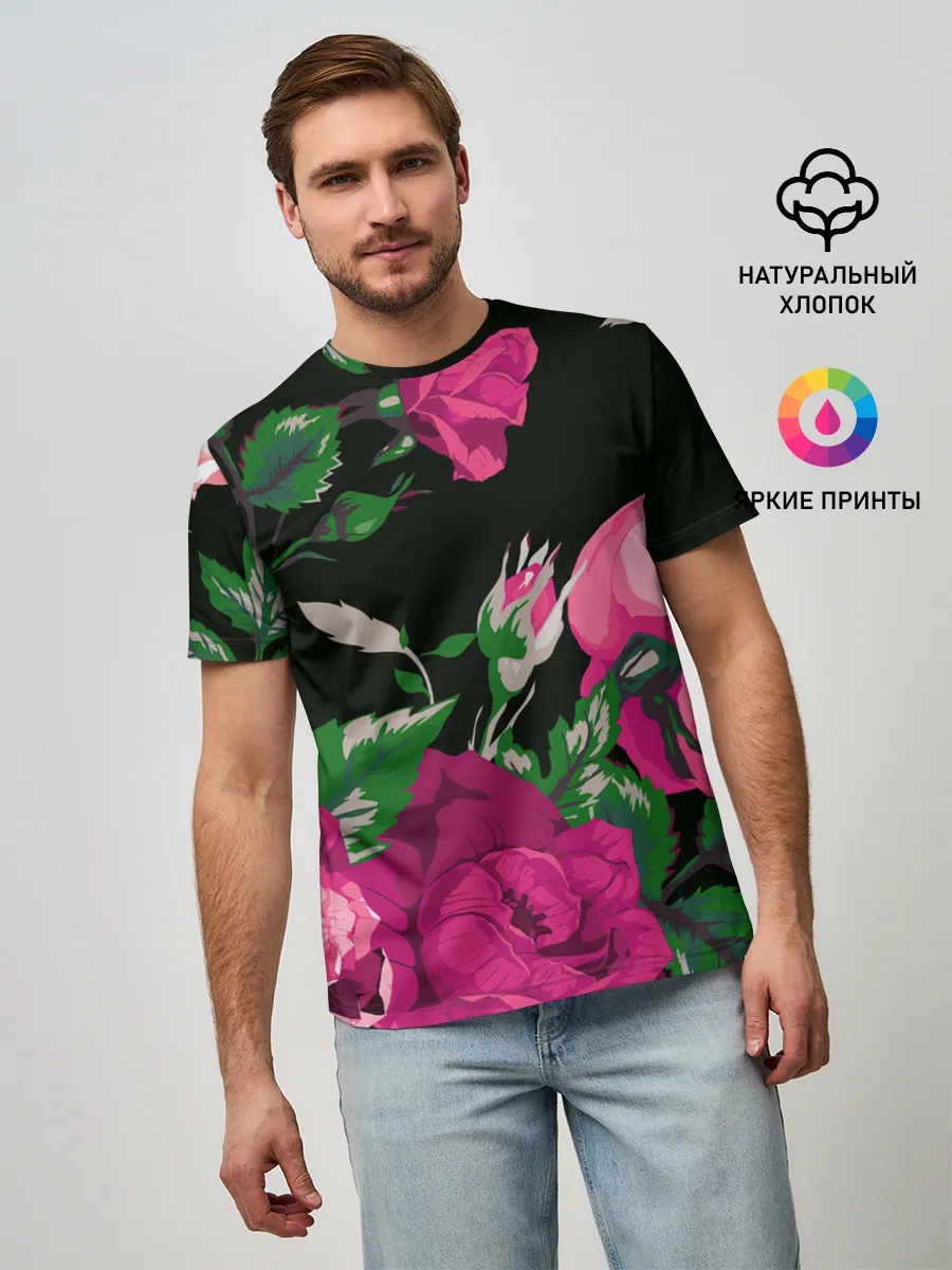 Мужская базовая футболка / Розы