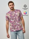 Мужская базовая футболка / Розовый тропический узор