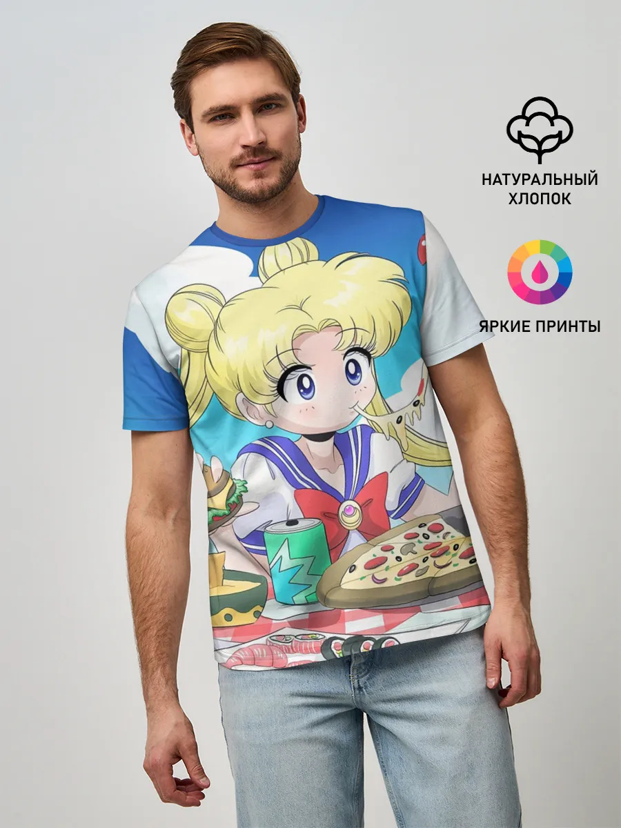 Мужская базовая футболка / Пицца Мун