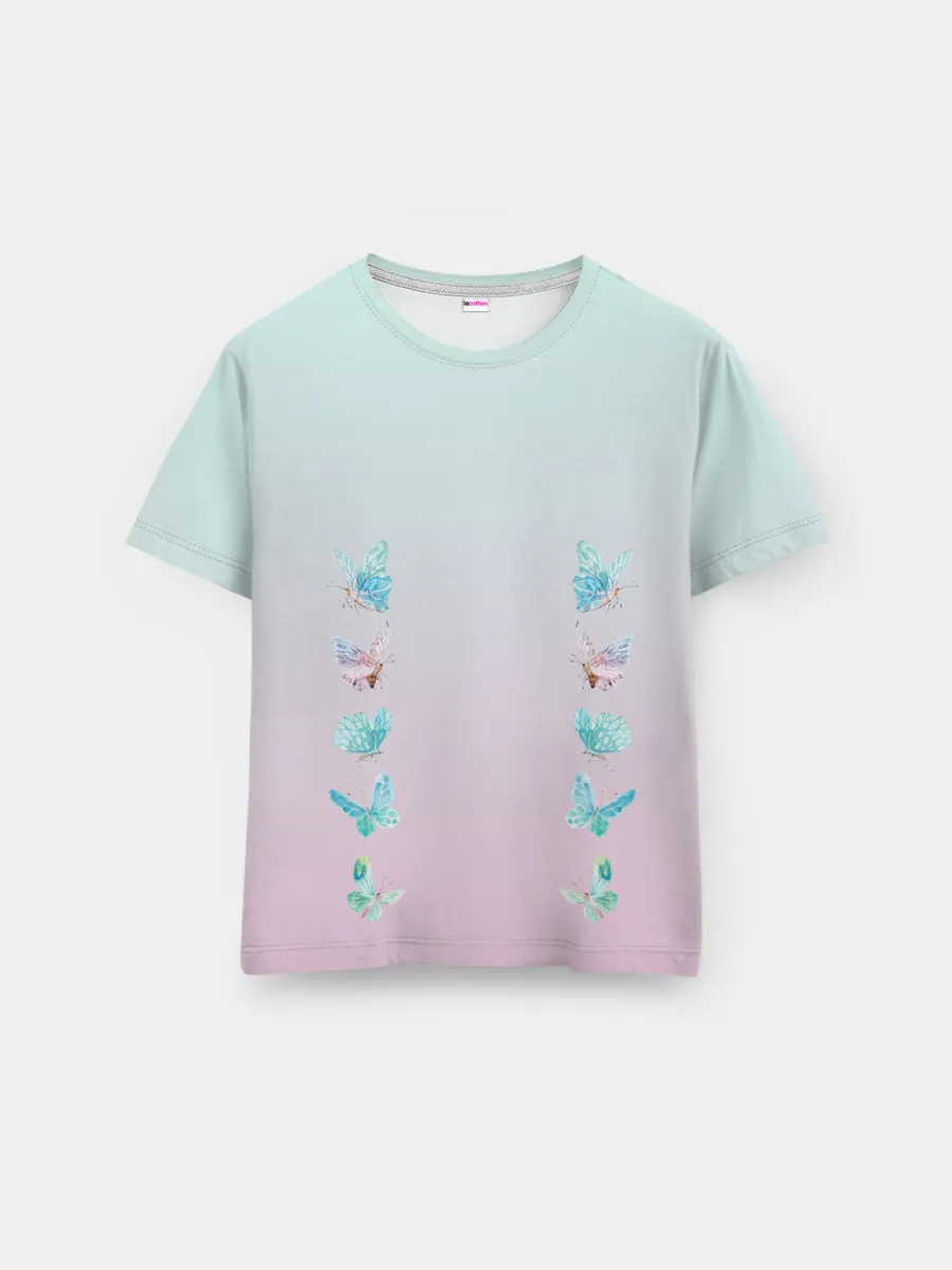 Мужская базовая футболка / акварельные бабочки