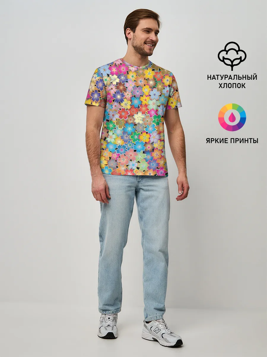Мужская базовая футболка / цветы цветочки