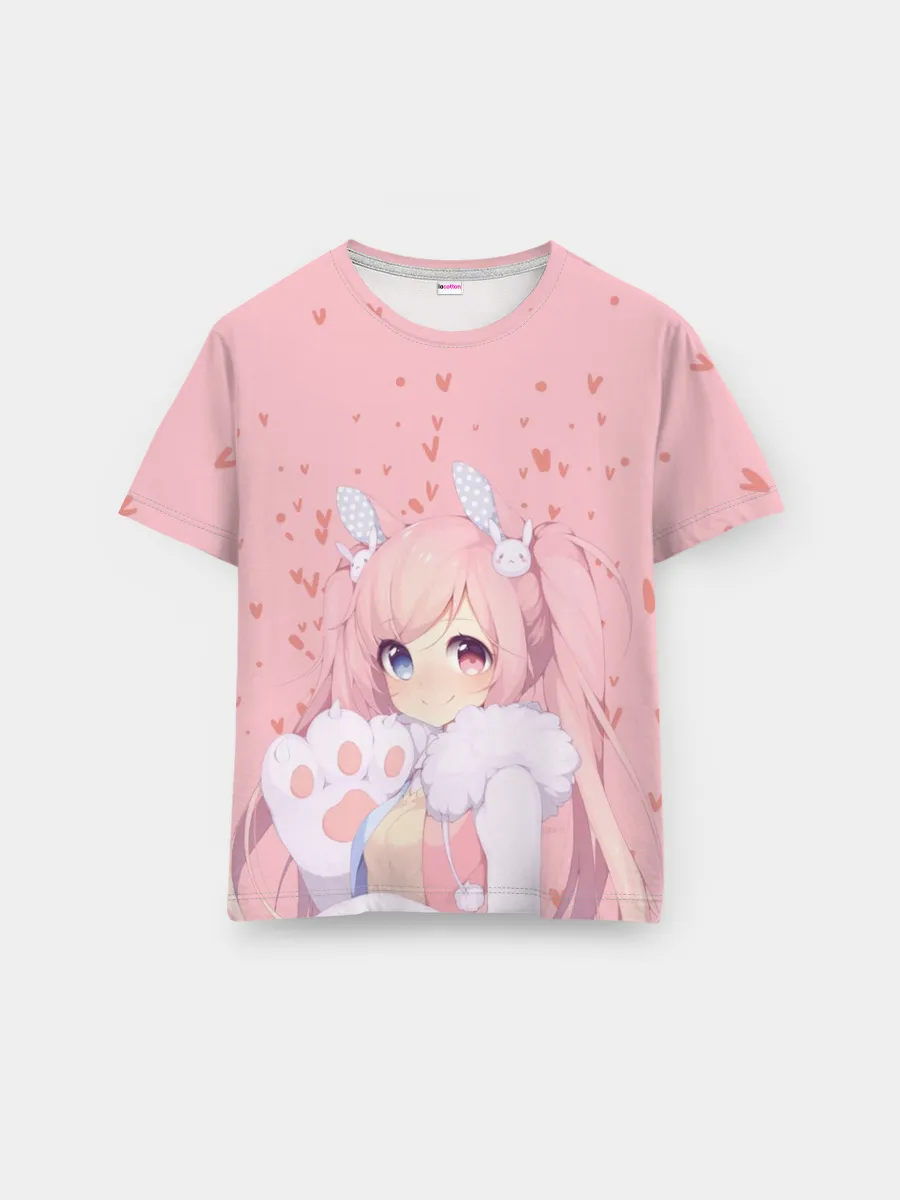 Мужская базовая футболка / Catgirl pink