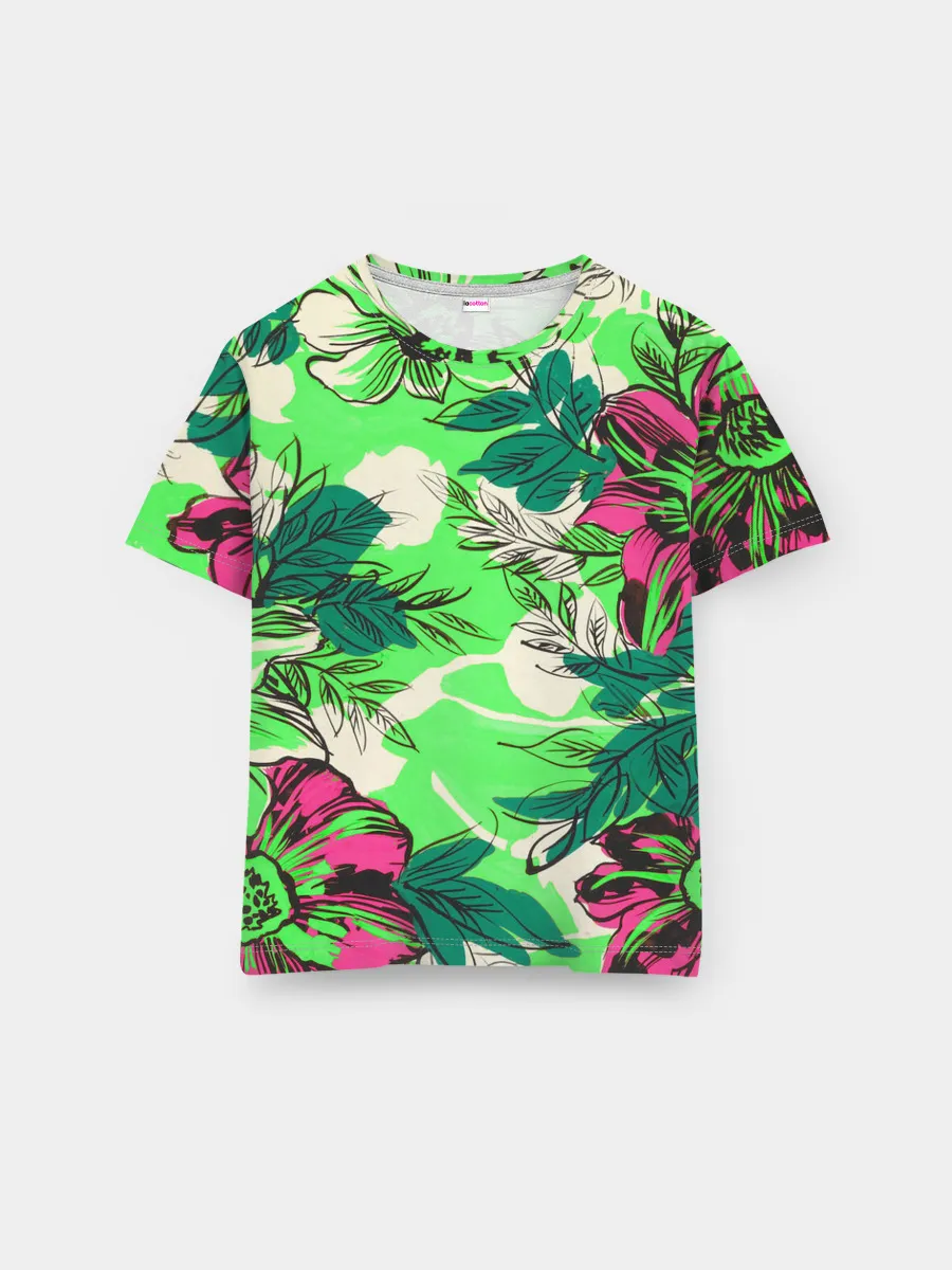 Мужская базовая футболка / Цветы в неоне