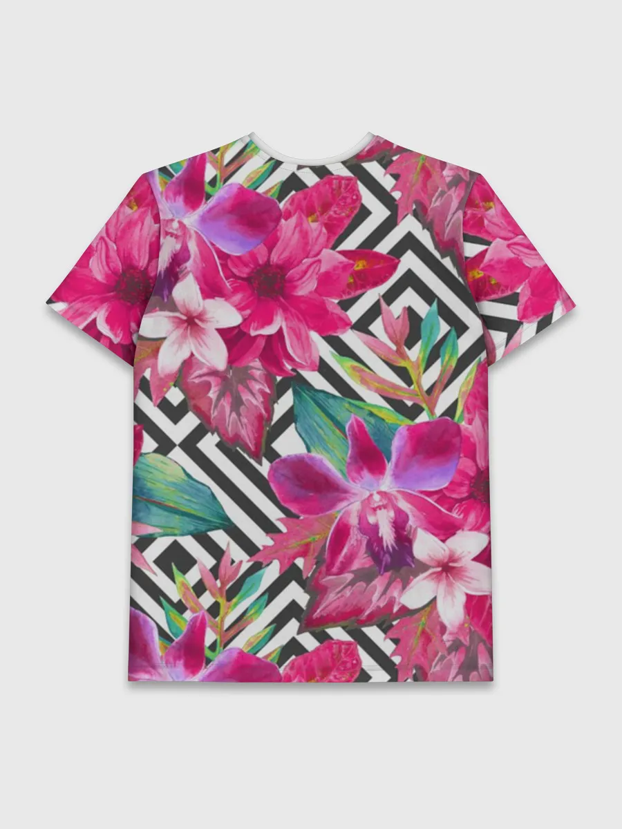 Мужская базовая футболка / Тропические цветы