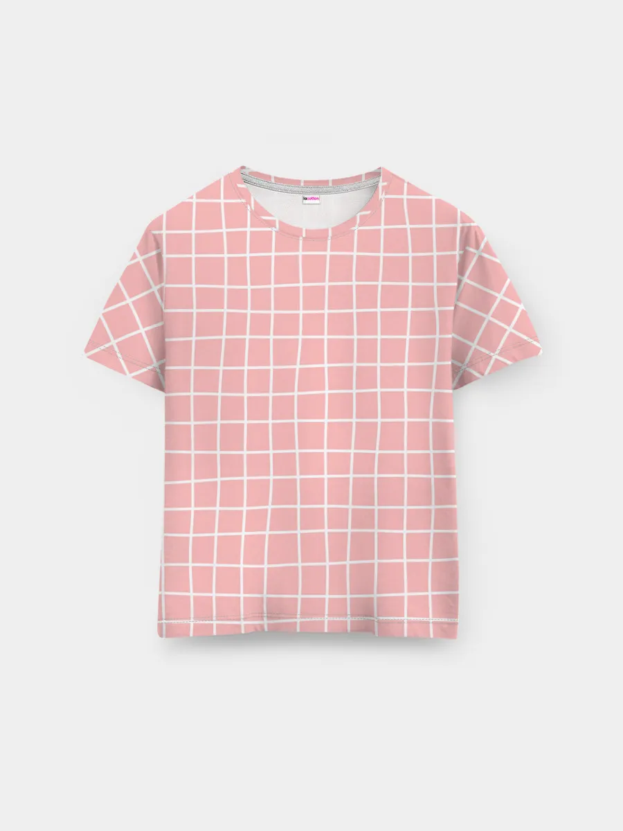 Мужская базовая футболка / Клетка волнистая