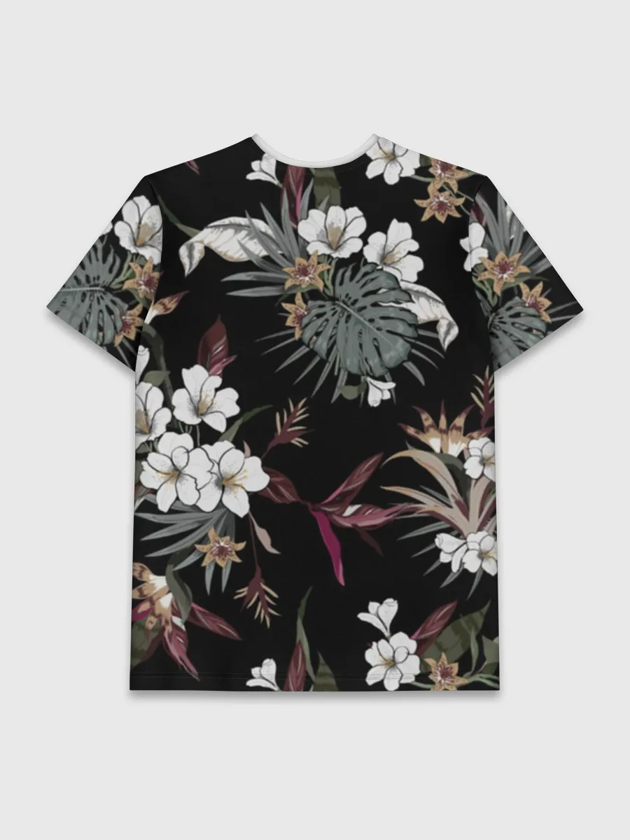 Мужская базовая футболка / Белые цветы