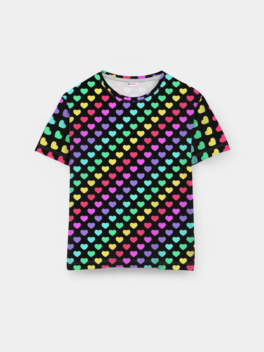Мужская базовая футболка / Радужные сердечки