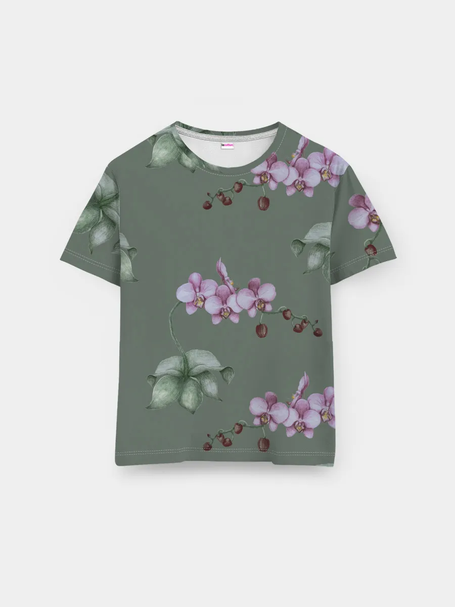 Мужская базовая футболка / Розовые орхидеи