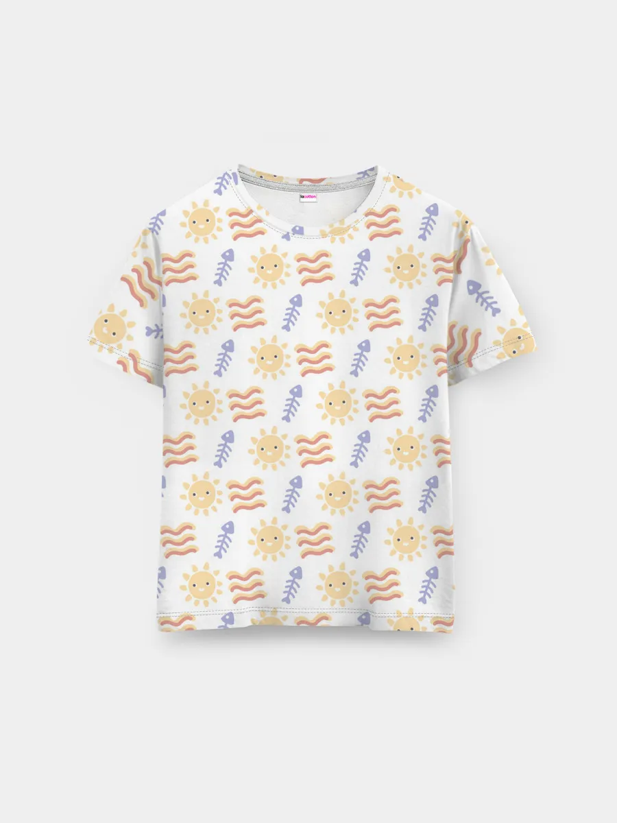 Мужская базовая футболка / летнее солнце и волны