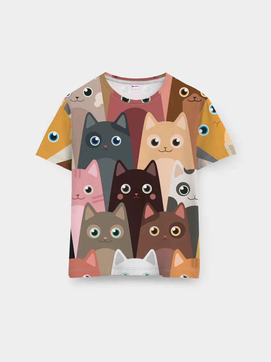 Мужская базовая футболка / Котики мультяшные