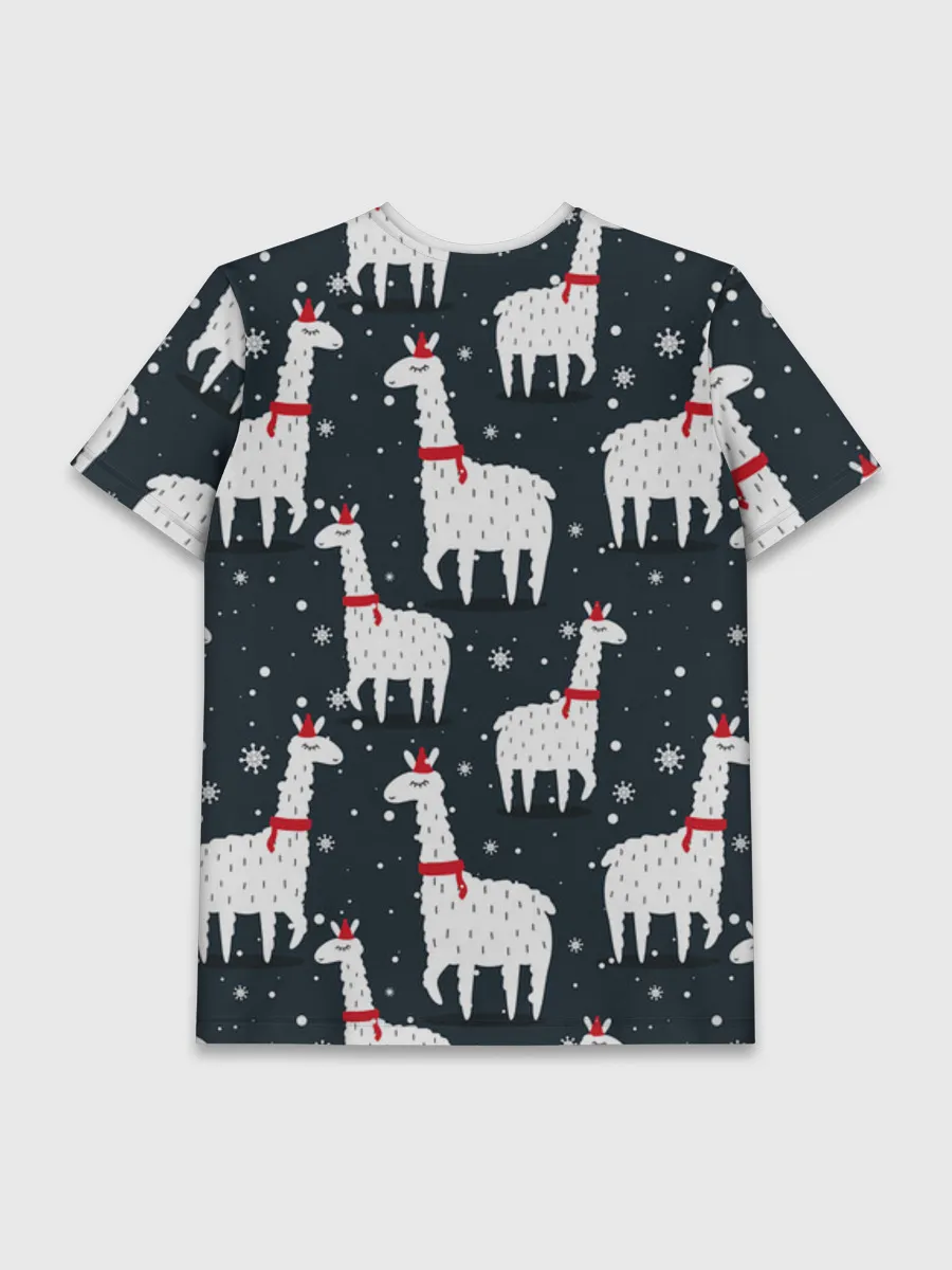 Мужская базовая футболка / Новогодние ламы