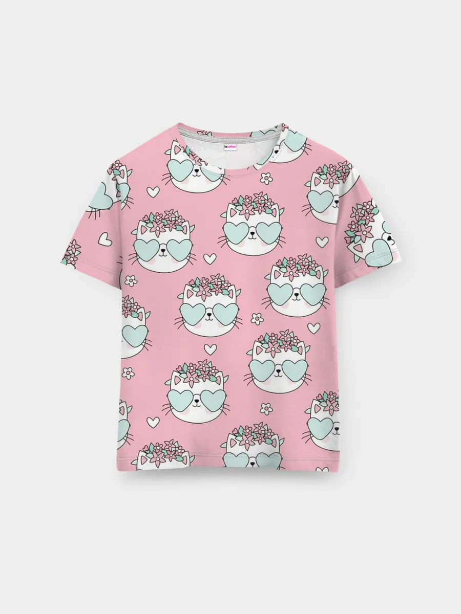 Мужская базовая футболка / Котики с цвточками