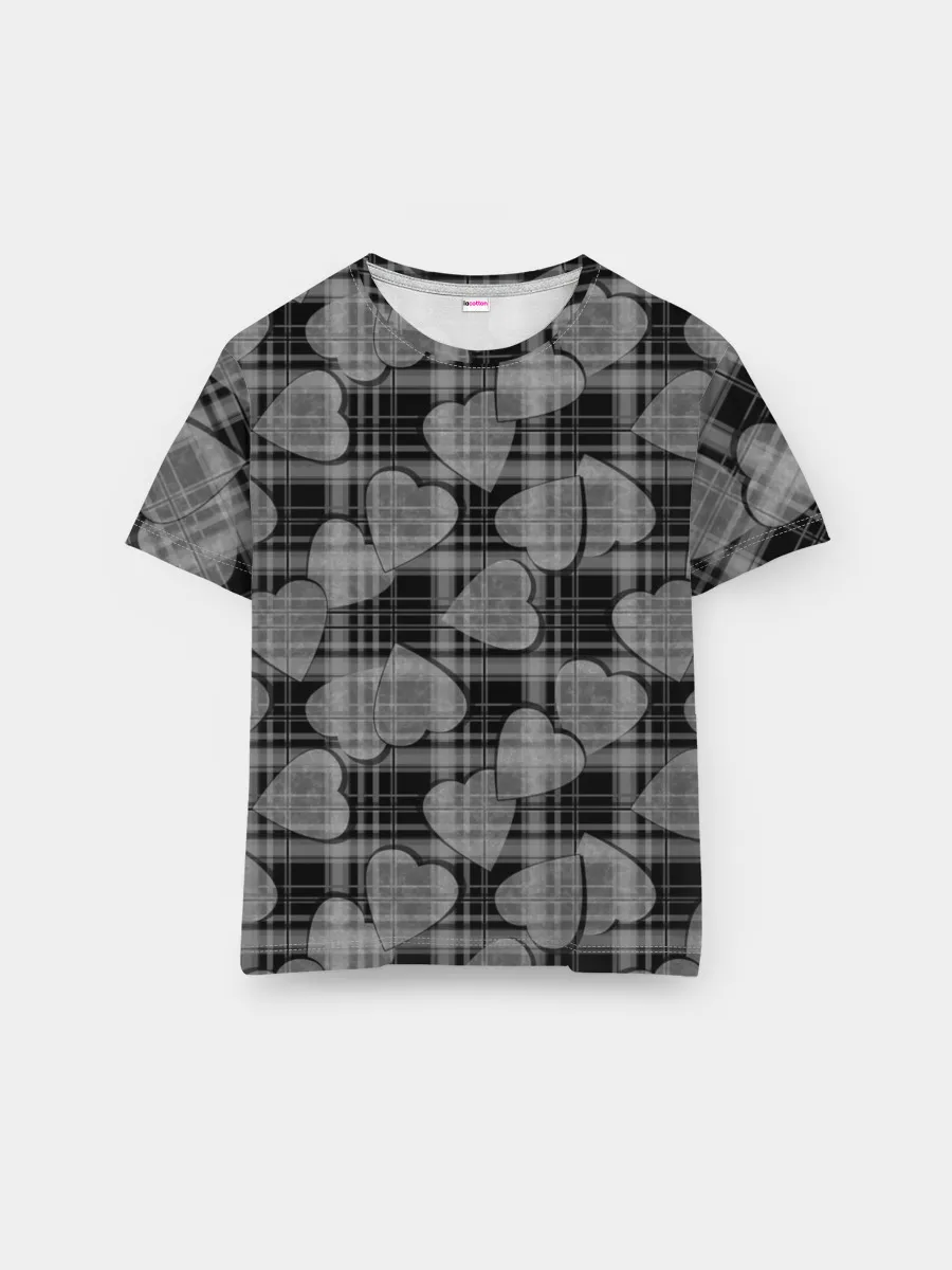 Мужская базовая футболка / Черно-серый клетчатый узор