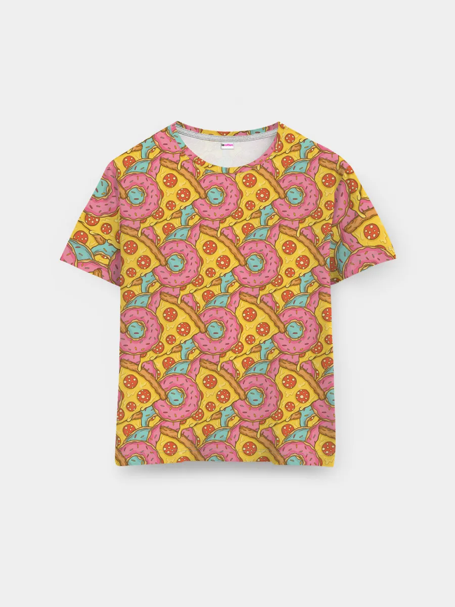 Мужская базовая футболка / Пицца и пончики