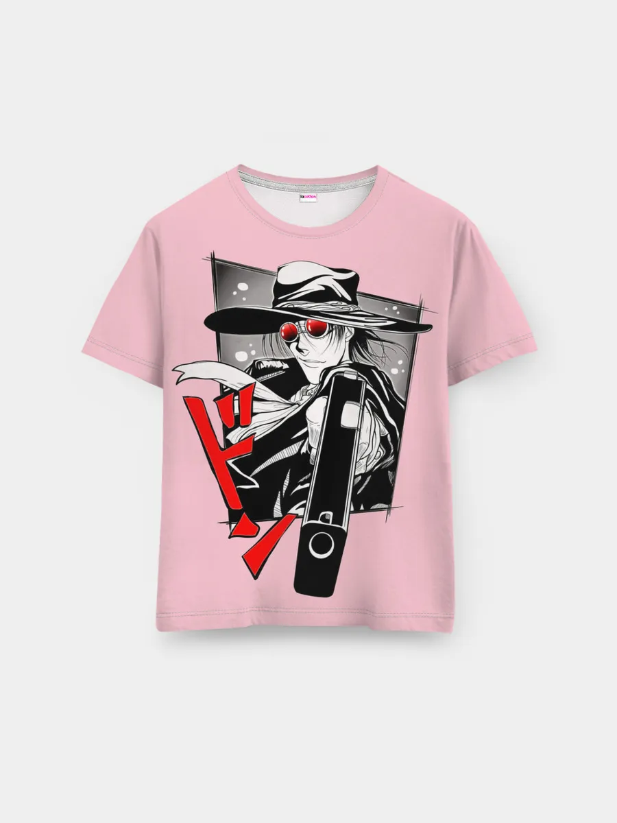 Мужская базовая футболка / Алукард на розовом фоне