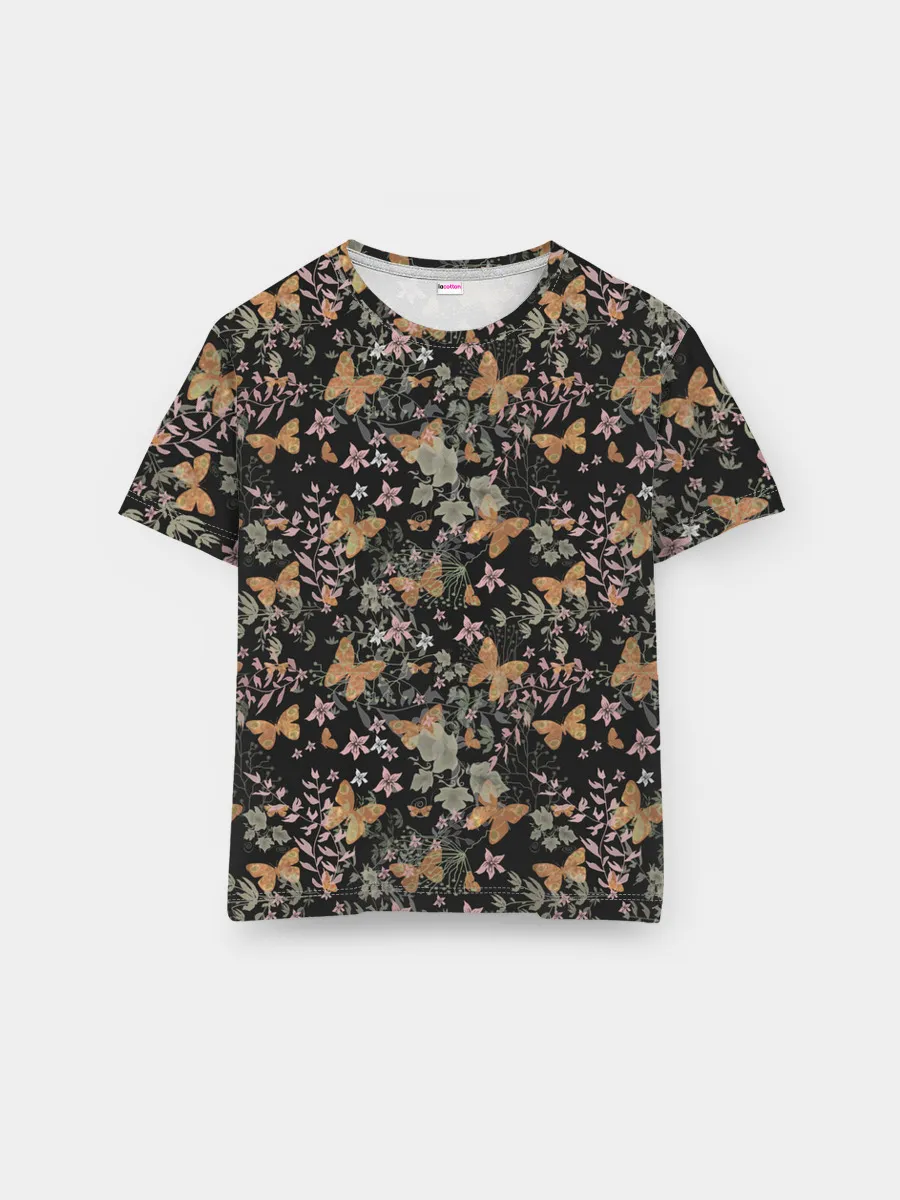 Мужская базовая футболка / Ретро узор . Бабочки