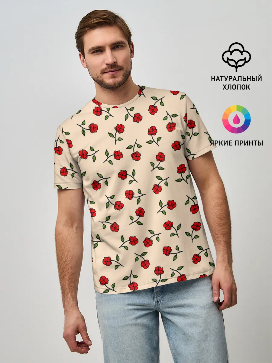 Мужская базовая футболка / Прованс из роз