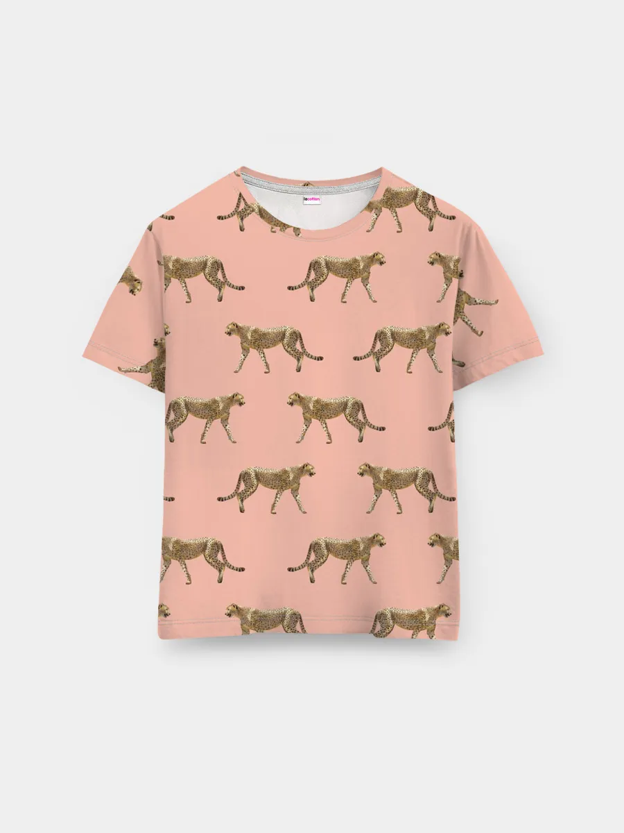 Мужская базовая футболка / Гепарды на розовом
