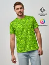 Мужская базовая футболка / Неоновый цветочный узор