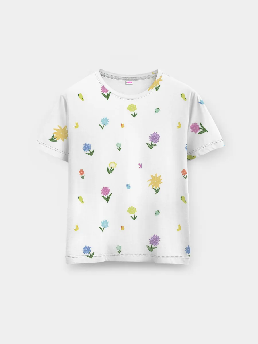 Мужская базовая футболка / Цветы и бабочки