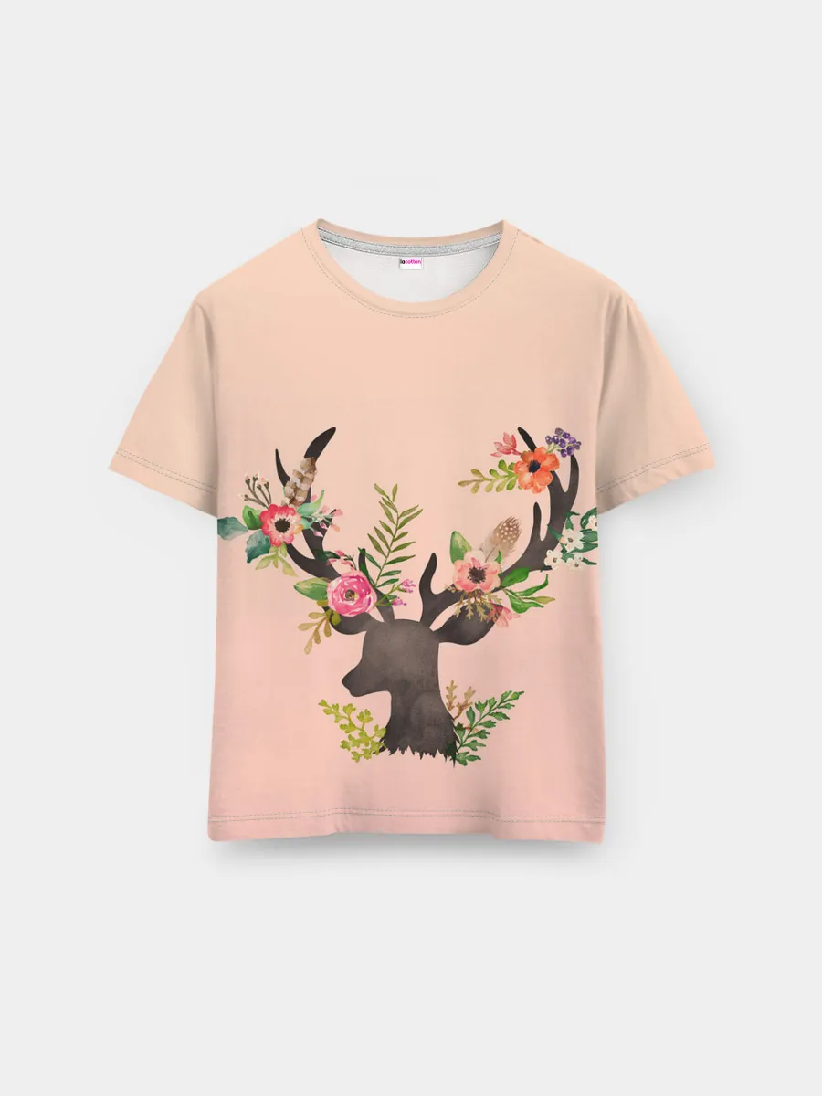 Мужская базовая футболка / олень рога цветы