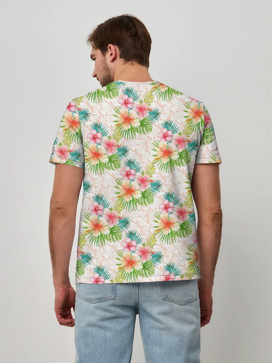 Мужская базовая футболка / Гавайские цветы