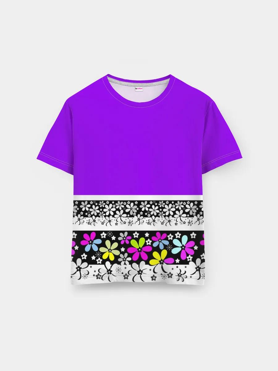 Мужская базовая футболка / Яркий фиолетовый цветочный