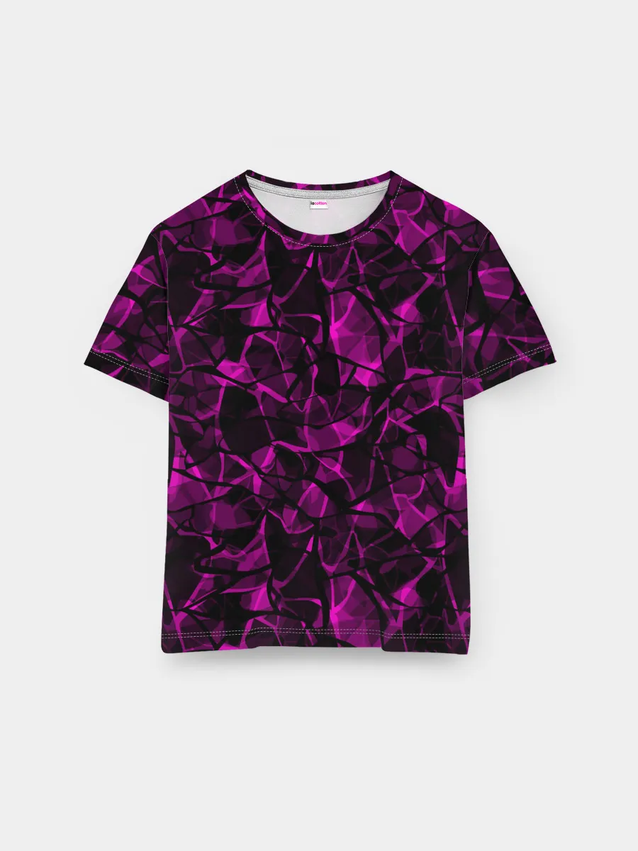 Мужская базовая футболка / Абстрактный узор цвета фуксия