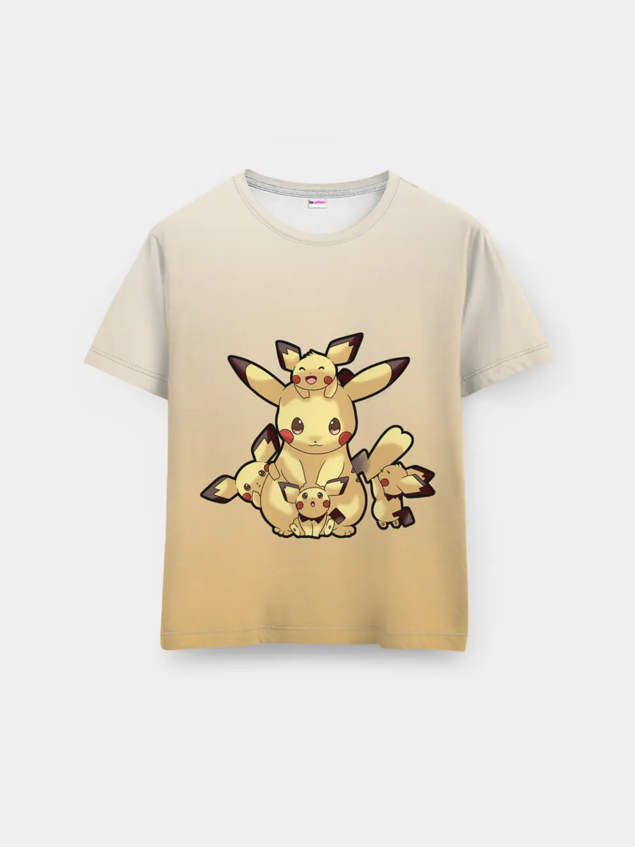 Мужская базовая футболка / Семейство Пикачу мило арт