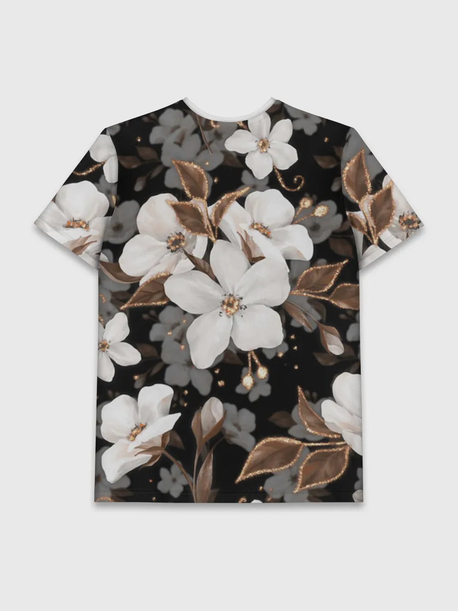 Мужская базовая футболка / Белые цветы