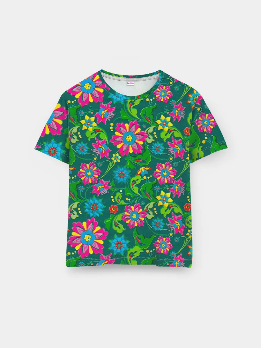 Мужская базовая футболка / Поле разноцветных цветков