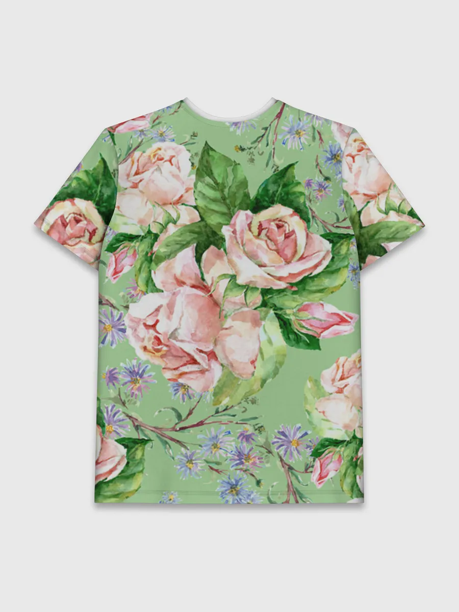 Мужская базовая футболка / Розы и васильки