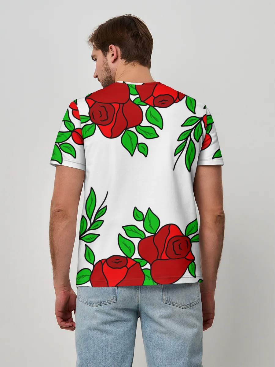 Мужская базовая футболка / Светлана в розах