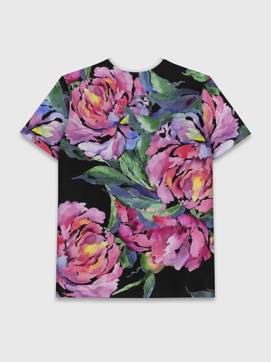 Мужская базовая футболка / Розовые пионы
